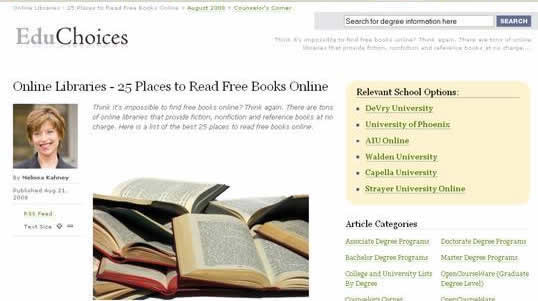 educhoices.org:Review and listings of free ebooks download centers 