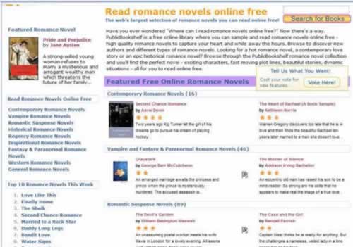 Publicbookshelf.com Free access to lots of romance literatures and other free classic works 