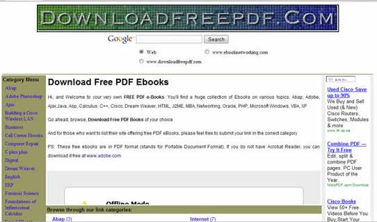 DownloadFreePdf.com: Lots of interesting free ebook mostly on computer related topics like programming and web developments.